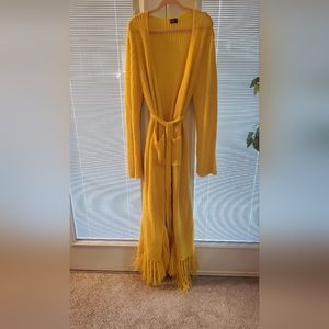 Floor Length Open Front Knit Cardigan Dress -